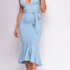 Reynosa Blue Ruffle Midi Dress