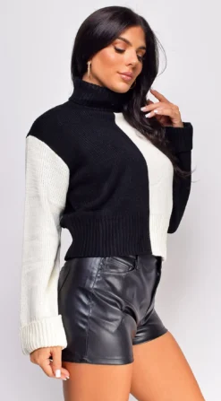 Kaia Black White Color Block Turtle Neck Sweater Top 10 Kaia Black White Color Block Turtle Neck Sweater Top -Deals Dress Store DSC 0470 Recoveredcopy