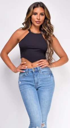 Next Level Black Triangle Crop Top