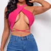 Galia Fuchsia Pink Halter Top