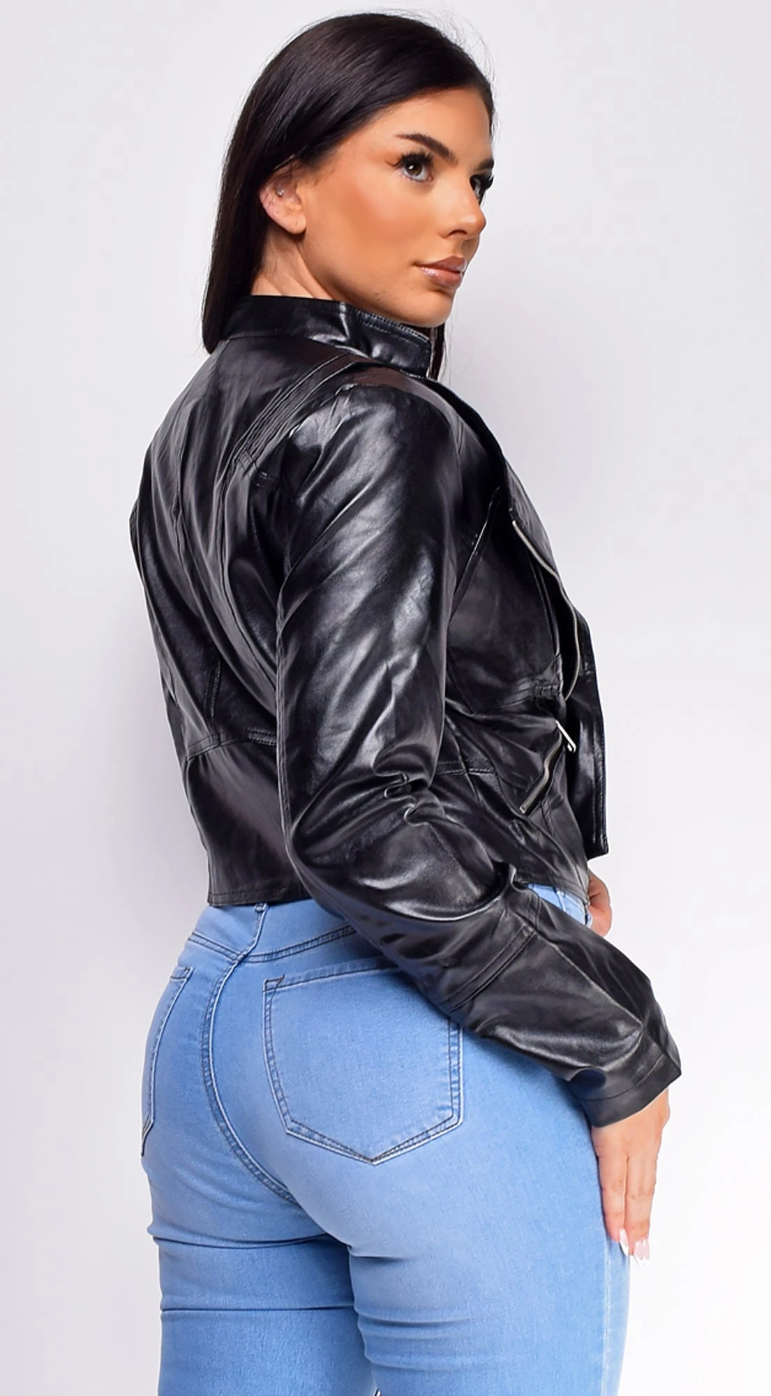 Scarlett Black Faux Leather Biker Jacket 2 Scarlett Black Faux Leather Biker Jacket - Image 2