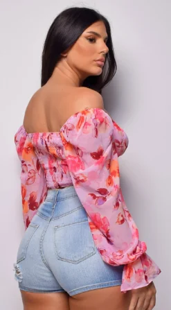 Aless Pink Off Shoulder Chiffon Floral Print Top 7 Aless Pink Off Shoulder Chiffon Floral Print Top -Deals Dress Store DSC 0514 1 copy 9b2c8439 6f7d 49a5 90b8 e8e32c1dc427