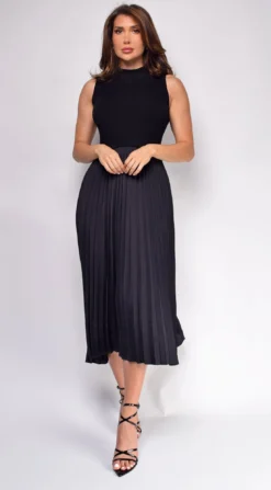 Ashlen Black Pleated Contrast High Neck Midi Dress 9 Ashlen Black Pleated Contrast High Neck Midi Dress -Deals Dress Store DSC 0531 2 copy