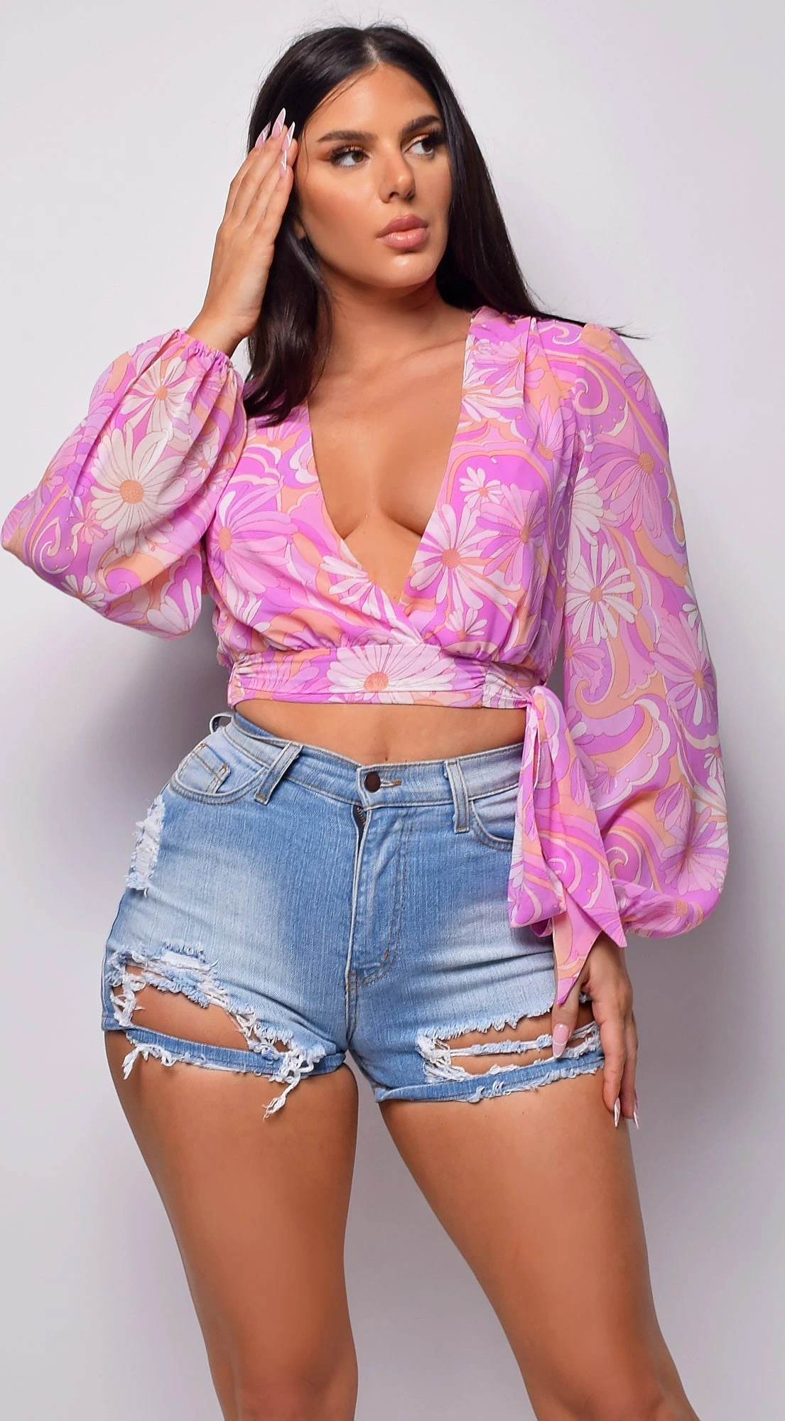 Illa Pink Chiffon Floral Print Top 3 Illa Pink Chiffon Floral Print Top - Image 3