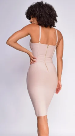 Nelinha Nude Gold Button Bandage Dress 7 Nelinha Nude Gold Button Bandage Dress -Deals Dress Store DSC 0547 scaled