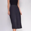 Ashlen Black Pleated Contrast High Neck Midi Dress