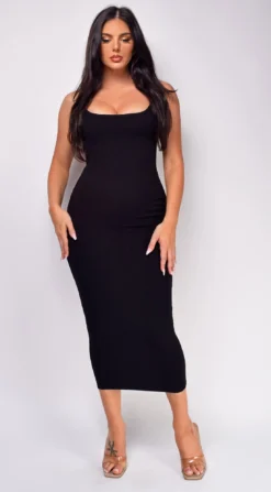 Denali Black Snatched Ribbed Midi Dress -Deals Dress Store DSC 0553 2 copy
