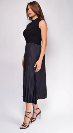 Ashlen Black Pleated Contrast High Neck Midi Dress 8 Ashlen Black Pleated Contrast High Neck Midi Dress -Deals Dress Store DSC 0553 4 copy