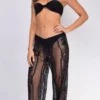 Long Island Black Mesh Lace Cover Up Pants