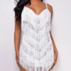 Maye White Fringe Sequin Mini Dress