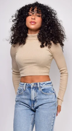 Amani Beige Ribbed High Neck Crop Sweater Top -Deals Dress Store DSC 0616 1 7 scaled