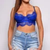 Aarna Royal Blue Lace Bralette Crop Top