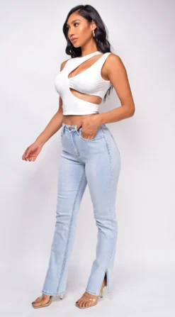 Hendrix Blue Light Wash Slit Hem Jeans