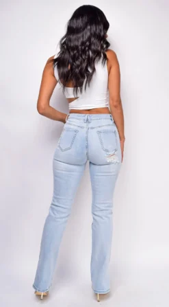 Hendrix Blue Light Wash Slit Hem Jeans -Deals Dress Store DSC 0722copy scaled