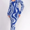 Maeva Blue Swirl Sweater Midi Dress