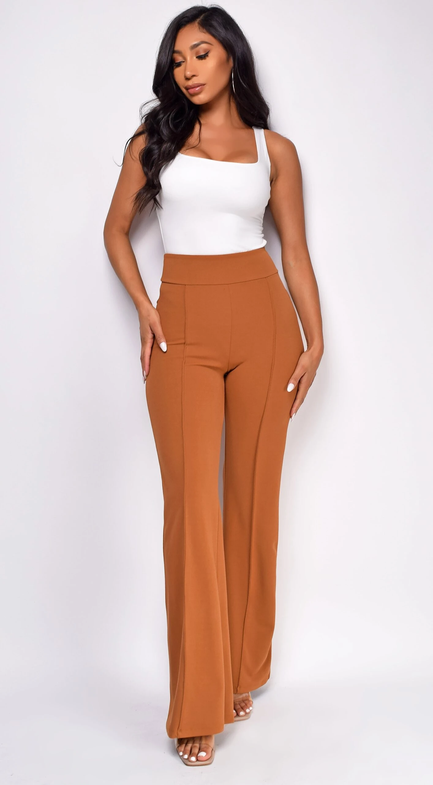 Ellery Brown Rust High Waist Flare Pants 1 Ellery Brown Rust High Waist Flare Pants
