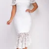 Rosalyn White Off Shoulder Midi Dress