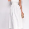 Reign White Mixed Media Midi Dress
