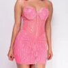 Havika Pink Rhinestone Fringe Mini Dress