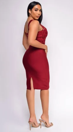 Freya Wine Red Crochet Lace Bandage Dress -Deals Dress Store DSC 0782 2 copy scaled