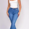 Aven Blue Medium Wash High Rise Bootcut Flare Jeans