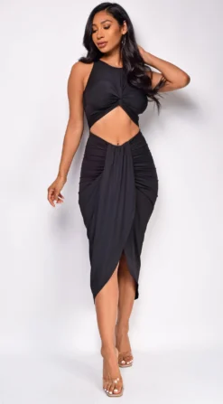 Gaia Black Front Knotted Cut Out Midi Dress -Deals Dress Store DSC 0798 1 copy 8ead816a fa95 4737 8b16 8177295befb0 scaled