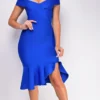 Laney Blue Off Shoulder Bandage Midi Dress