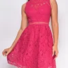 Alda Pink Flare Lace Mini Dress