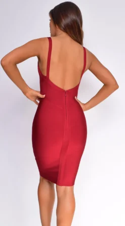 Colette Burgundy Red Low Back Bandage Dress -Deals Dress Store DSC 0841 scaled