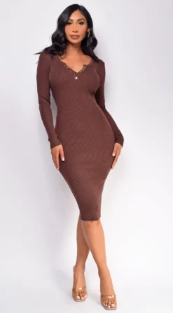 Aura Brown Button Ribbed Midi Dress -Deals Dress Store DSC 0842 1 copy 0e88c99c 8fdf 4d49 be8d 95952cb3b90c
