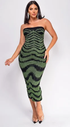 Zemira Green Black Metallic Print Midi Dress -Deals Dress Store DSC 0866 1 copy fa551806 efe4 43f8 9cc6 d8eb20746b98
