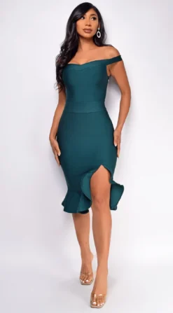 Harmoni Dark Green Off Shoulder Bandage Midi Dress -Deals Dress Store DSC 0869copy 6e90303c 9809 49a5 b2f7 e44249bbe447