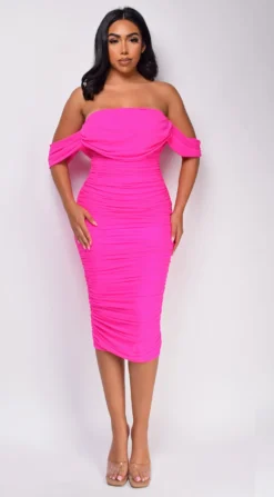 Kat Fuchsia Pink Mesh Off Shoulder Dress -Deals Dress Store DSC 0906 1 copy scaled