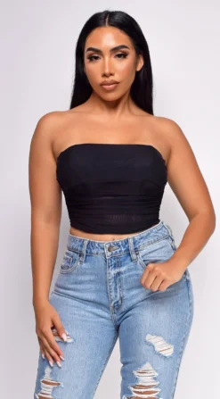 Araminta Black Bandeau Mesh Corset Top