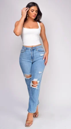 Tula Blue Light Distressed Wash Slim Straight Leg Jeans -Deals Dress Store DSC 0911 1 copy