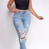Heidi Blue High Rise Straight Leg Ripped Jeans