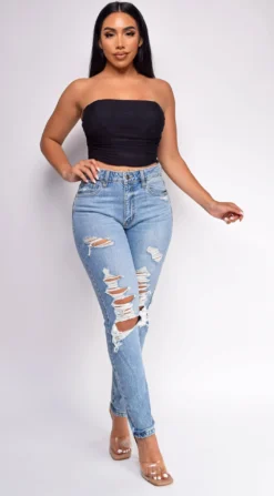 Heidi Blue High Rise Straight Leg Ripped Jeans