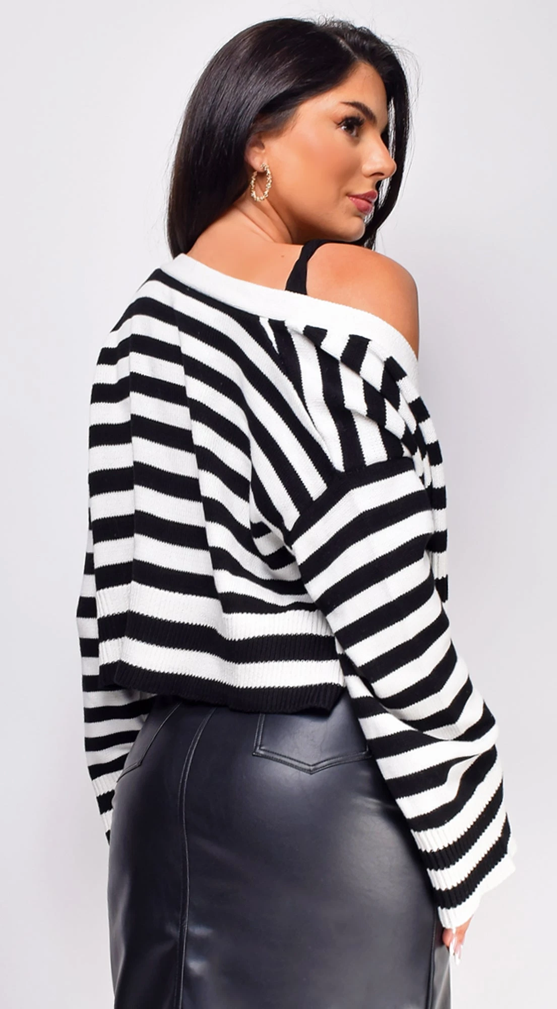 Brit Black White Stripe Print Long Sleeve Cardigan 5 Brit Black White Stripe Print Long Sleeve Cardigan - Image 5