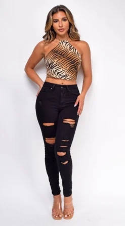 Moving On Black Distressed Jeans