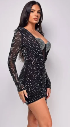 Billie Black Rhinestone Ruched Mini Dress -Deals Dress Store DSC 0980 1 copy