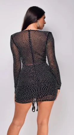 Billie Black Rhinestone Ruched Mini Dress -Deals Dress Store DSC 0987 2 copy